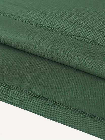 Men's Solid Golf Shirt, Casual Short Sleeve Lapel Shirt For Summer Outdoor