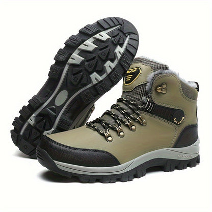 EKBN տղամարդկանց բարձրակրունկ ձմեռային ձնագնացքներ, հաստացված երեսպատումով, բացօթյա սպորտային ամենօրյա կոշիկներ, չսահող դիմացկուն արշավային, ճամբարային, լեռնագնացական կոշիկներ, միագույն, աշուն/ձմեռ, տղամարդկանց համար