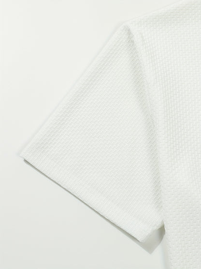 Summer Sports Casual Wear High-End Front Button Short Sleeve Shirt Breathable Turn- Collar Mesh Stretch Solid Color Top Golf Business Men's Short Sleeve - ayq