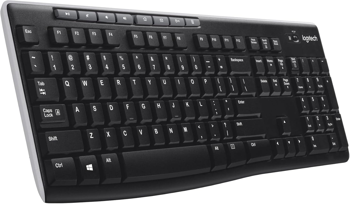 Logitech MK270 Wireless Keyboard and Mouse Combo for Windows, 2.4 Ghz Wireless, Compact Mouse, 8 Multimedia and Shortcut Keys, for PC, Laptop - Black