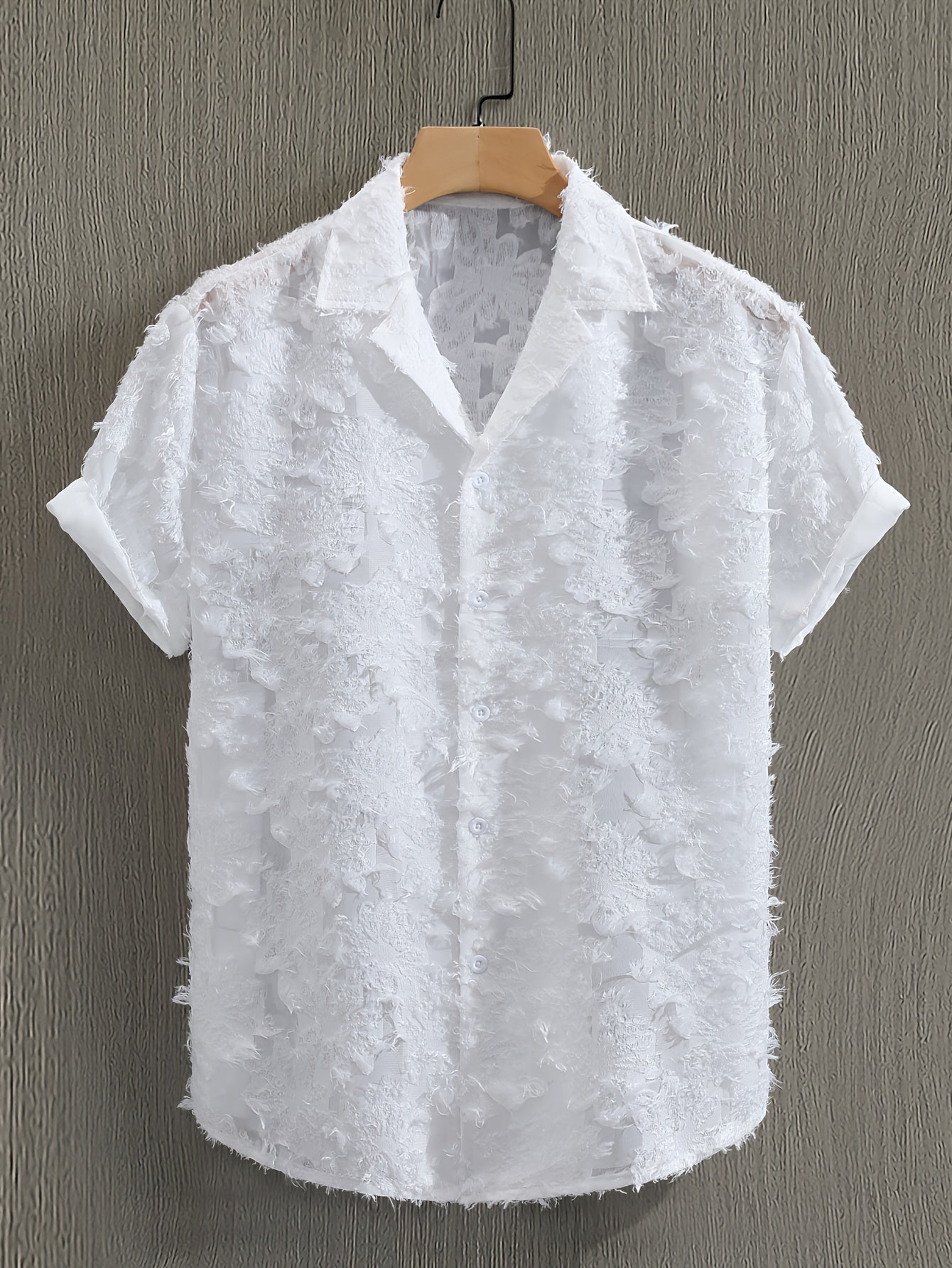 Men's Casual Short-Sleeve Polyester Shirt for Spring and Fall