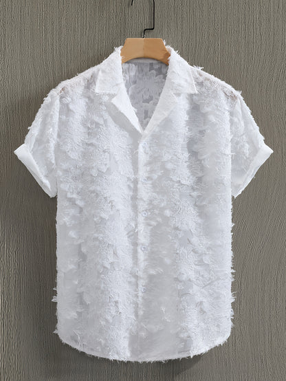 Men's Casual Short-Sleeve Polyester Shirt for Spring and Fall