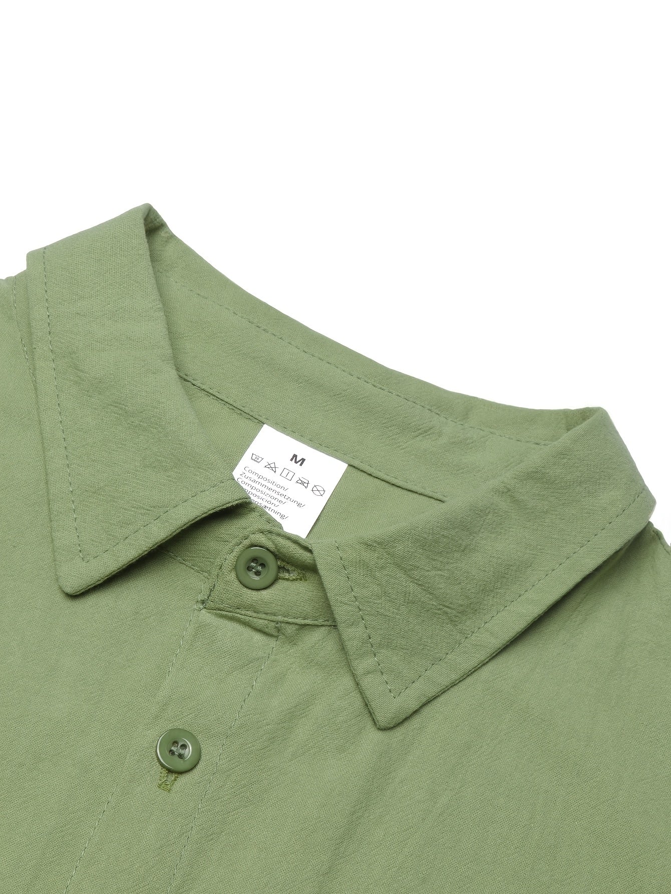 Men's Casual Linen Lapel Shirt & Buckle Pants Set for Spring/Fall