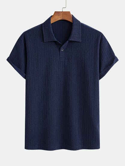 Men's Classic Fit Jacquard Stretch Polo Shirt - Casual Golf Style