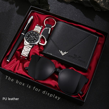 5 ոճային և շքեղ տղամարդկանց գործնական և առօրյա ժամացույցների հավաքածուն, ինչպես նաև էլեգանտ ակնոցները, դրամապանակը և գրիչի տեսքով բանալիօղակը կատարյալ նվեր են երեկույթների և տոների համար։