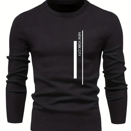 2023 New Cross-border Autumn and Winter Men's Round Neck Random Print Round Neck Knitted Sweater