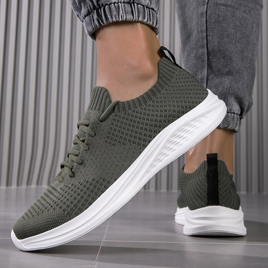 Men's Casual Running Shoes, Walking Tennis Sneakers, Lightweight Breathable Soft Sole Woven Work Shoes