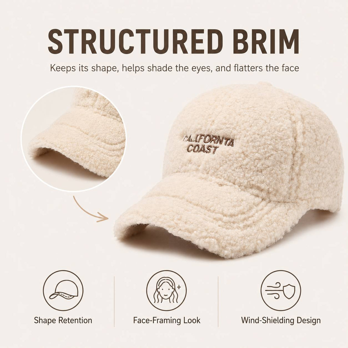 Women’s Warm Plush Baseball Cap, Casual Street Style for Fall and Wint