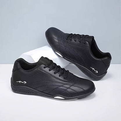 Men's Casual Lace-Up Sneakers with Microfiber Leather Upper