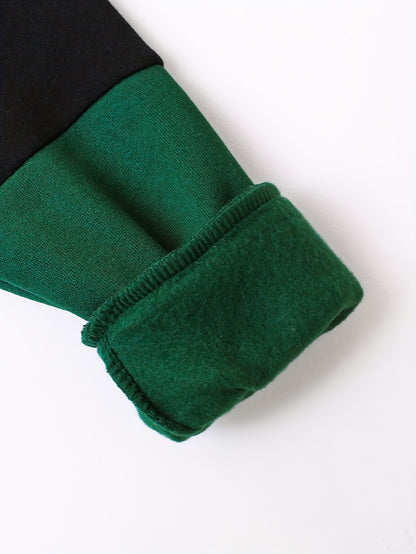 2pcs Boys' Autumn/Winter Fleece-Lined Hooded Sweatshirt and Pants Set, Simple Letter Print Fashion Classic Outfit for Outdoor Sports and Casual Wear, 100% Polyester Knit Stretch Fabric, Ideal Gift Choice for Kids, Perfect for