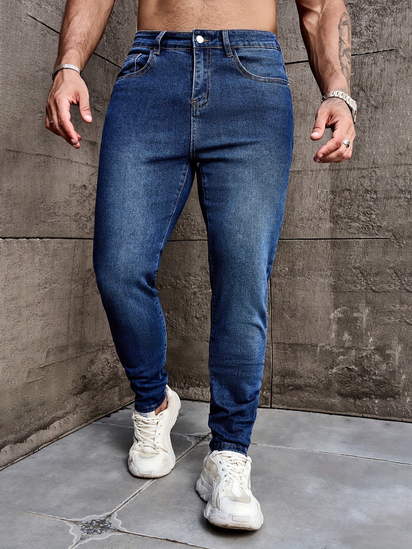 Men's Straight Leg Denim Pants, Men's Classic Design Jeans, Versatile For Four Seasons Wear