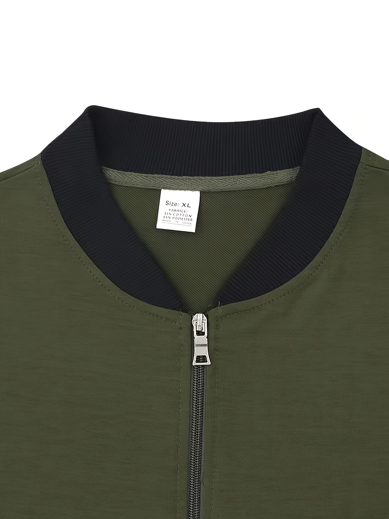 Men's Lightweight Stand Collar Jacket - Olive Green Softshell Zipper Jacket with Pockets, Regular Fit for Spring/Fall Hiking & Casual Outdoor Wear, Hiking Accessories