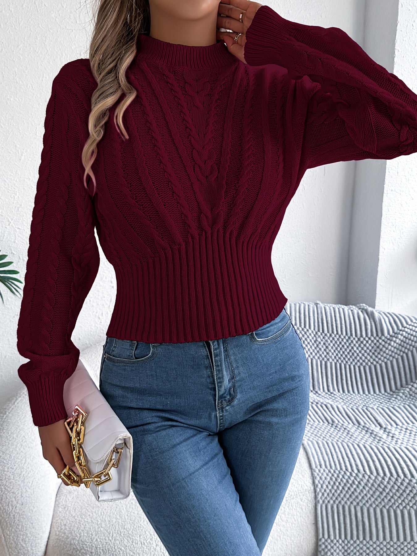 Autumn and Winter Casual Vacation Round Neck Sweater | Long Sleeved Solid Color Women'S Pullover, Medium Stretch Fabric, Regular Fit