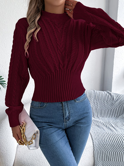 Autumn and Winter Casual Vacation Round Neck Sweater | Long Sleeved Solid Color Women'S Pullover, Medium Stretch Fabric, Regular Fit