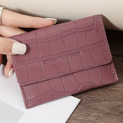 Women'S Small PU Wallet - Solid Color Short Style Featuring Card Slots And a Zippered Coin Pocket