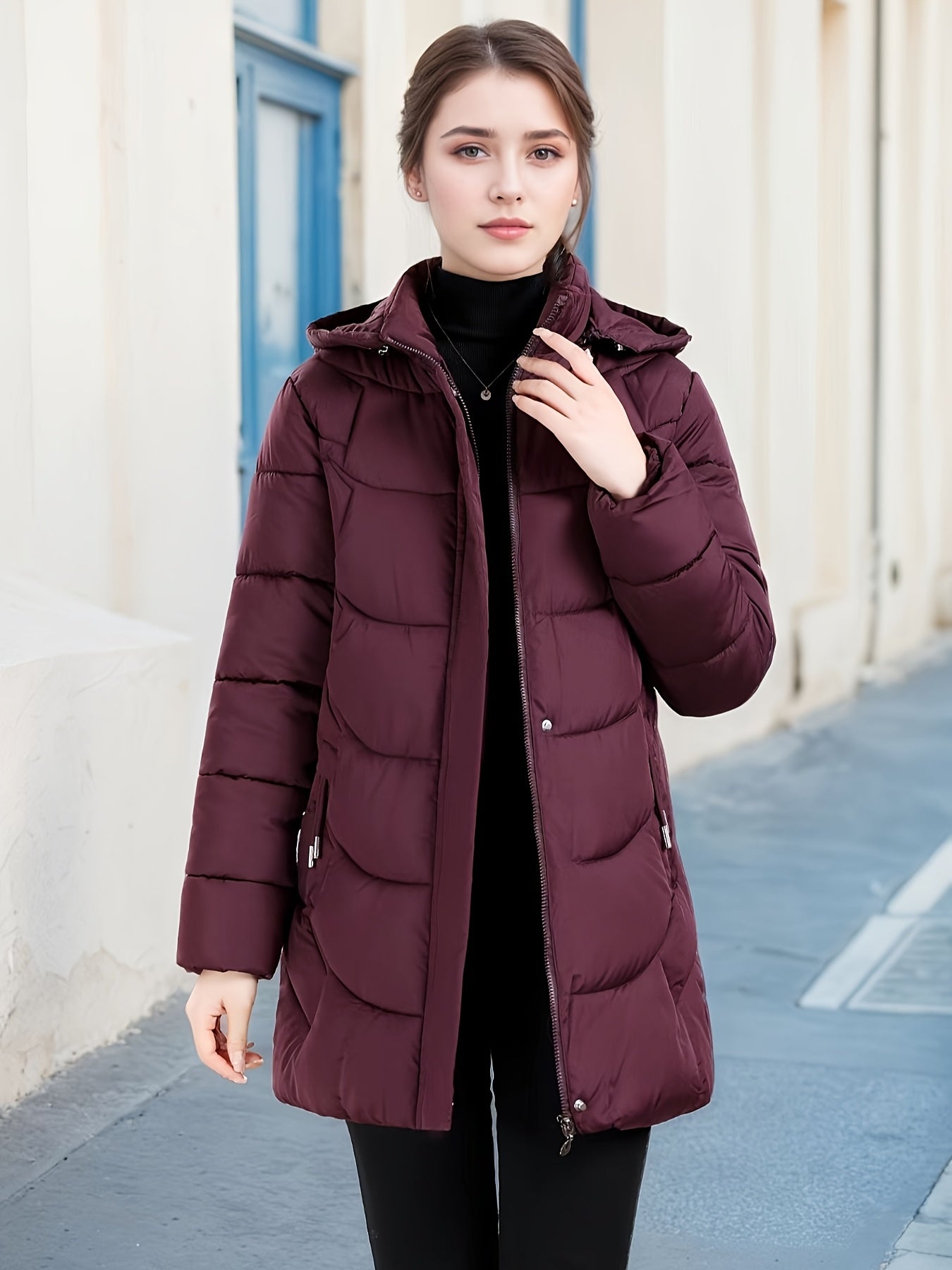 Կանացի էլեգանտ ձմեռային բաճկոն - Մազերի նման ուլունքաձև կոճակներով փակվող վերարկու, փքված չէ, ձեռքով լվացվող երկար թևքերով վերնազգեստ ցուրտ եղանակի համար (անկանոն և պաշտոնական) - սև բաճկոն առանց գոտու/պարագաների (պատրաստի կրելու), ձմեռային Ջա