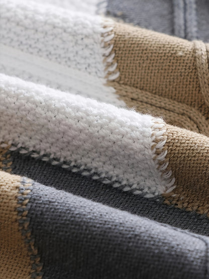 Տղամարդկանց նոր, գունավոր, բարձր օձիքով, երկար թևքերով, ռետրո, քոլեջային ոճի տրիկոտաժե հիմք՝ աշնանային և ձմեռային առօրյա կյանքի համար