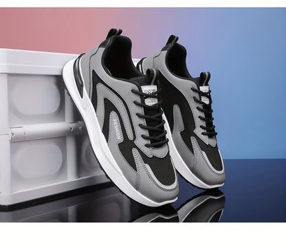 Men'S Plus Size Fashion Sneakers - Breathable Mesh Lace-Up Casual Shoes with Thick PVC Sole, Low-Top Design for All Seasons, Spring/Summer/Fall, Versatile Streetwear, Allseason Shoes | Minimalist Sneakers | Durable PVC Sol - ayq