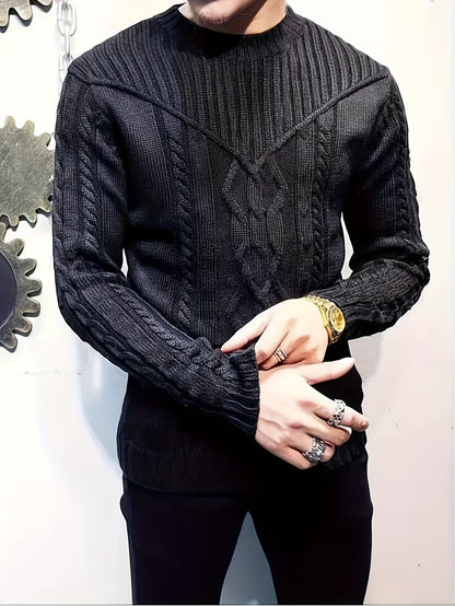 Տղամարդկանց տրիկոտաժե ոլորված հյուսվածքային սվիտեր, աշնանային և ձմեռային նորաձև առօրյա սվիտեր