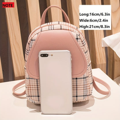 Adjustable Strap Grid Backpack, Cute Backpack, Zipper Casual Shoulder Bag, Card Wallet, Casual Phone Pouch, Leisure Camera Bag, Coin Purse, Key Pouch, Shoulder Bag, Crossbody Bag, Convertible Backpack.