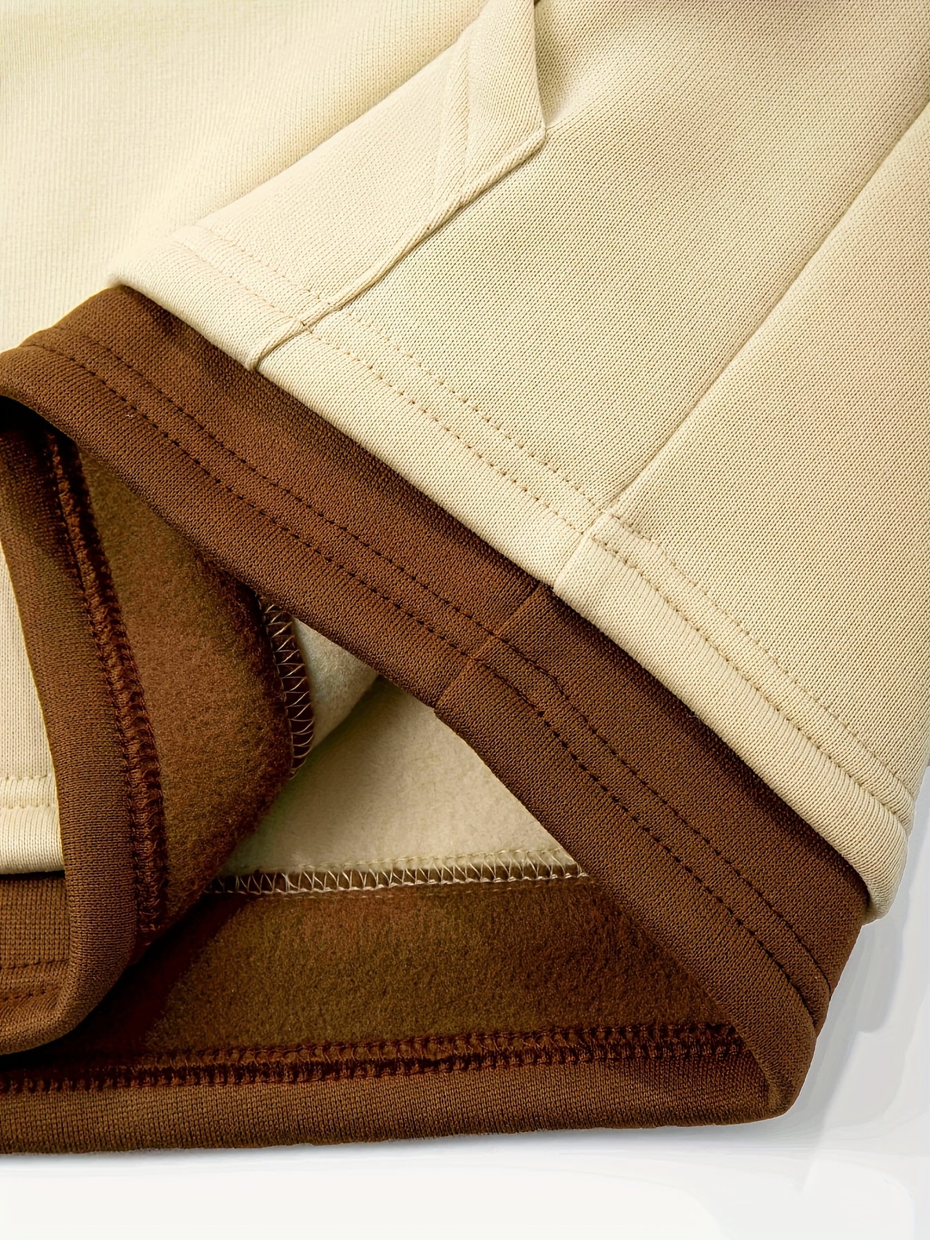 2pcs Boys' Oversized Hooded Sweatsuit & Jogger Pants Set with Letter Print - Beige & Brown Casual Winter Outfits, Thick Warm Fabric, Machine Washable, Pockets, Elastic Waist & Cuffed Hem for Play & Casual Attire - Ideal for L