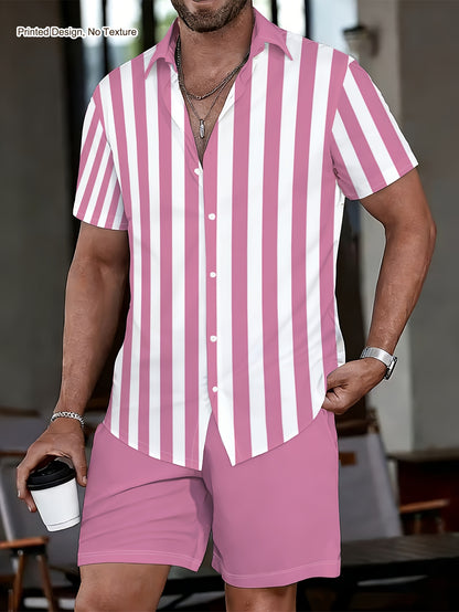 Men's Casual Summer Shirt & Shorts Set with Unique Print