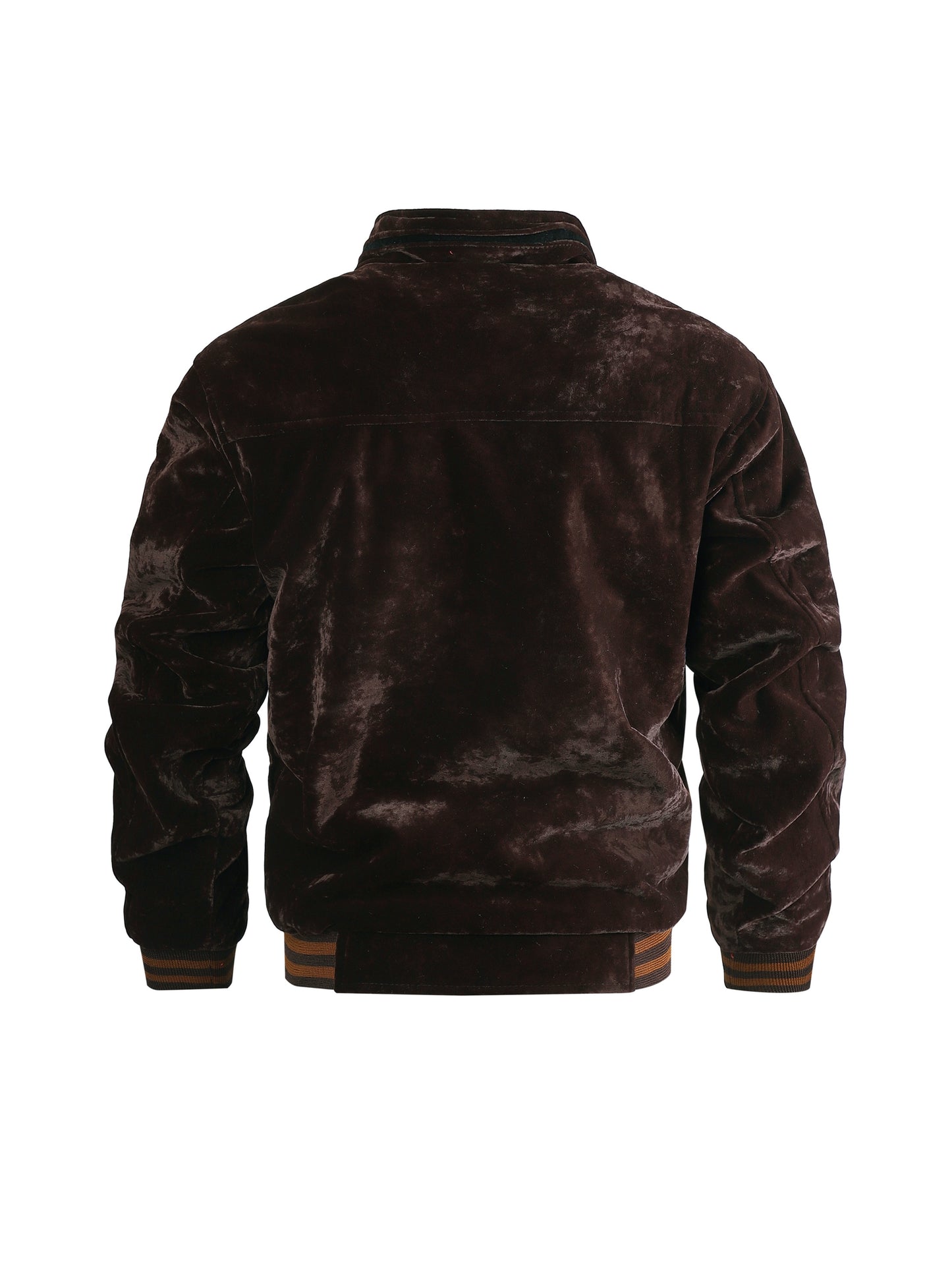 Men's Winter Fleece Jacket with Ribbed Cuffs and Stand Collar