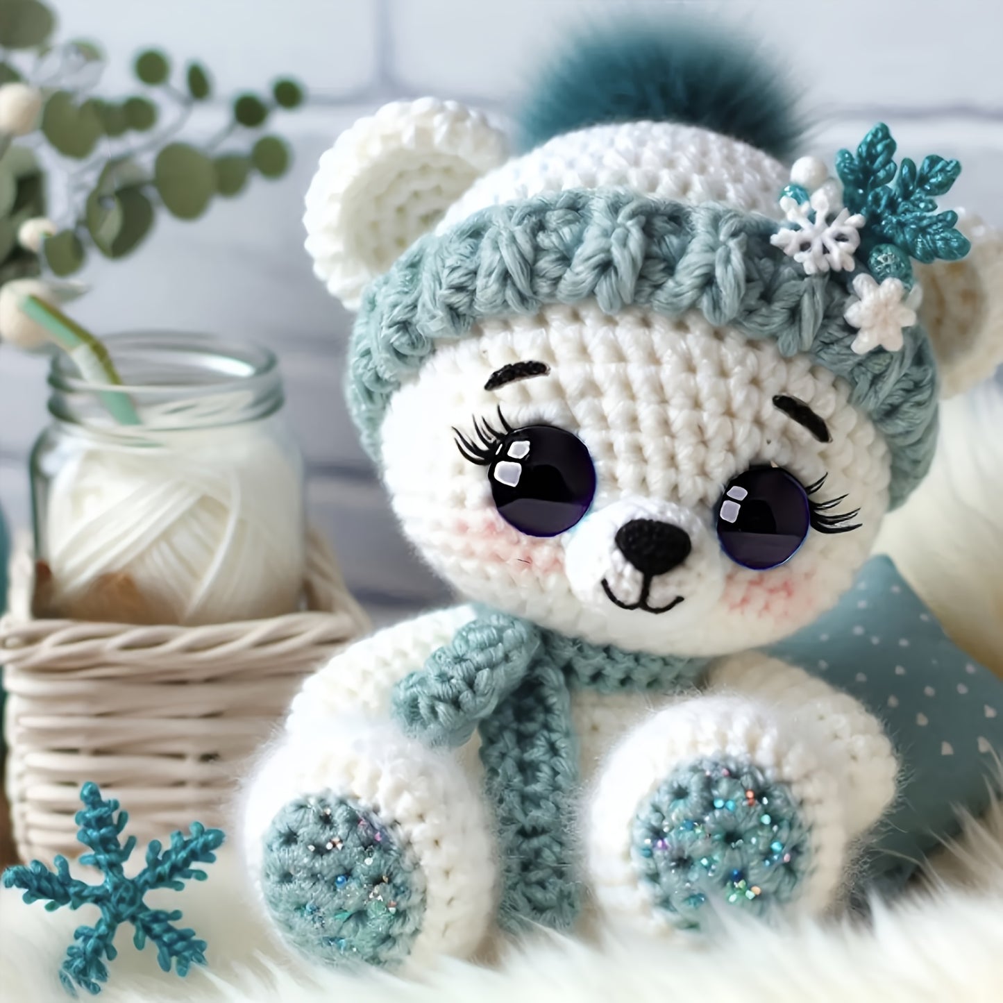 Vioiv 1pc Cute Bear Polar Bear Beginner Animal Doll Crochet Set, Adult Beginner Crochet Set, PDF File with Step by Step Text Tutorial, Dragon DIY Knitting Set, Cute and Humorous Home Decoration Decoration, Birthday and Valent