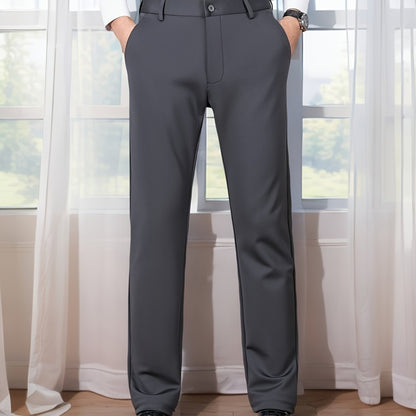 Versatile Men's Straight-Leg Pants - Casual & Business Formal, Stretch Fabric, Perfect for Any Occasion