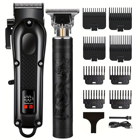 Men'S 2-in-1 Electric Shaver and Hair Clipper with USB Charging, Beard Trimmer, 8 Limit Combs, T-Blade Design, ABS Body, Ideal for Daily Grooming and Gifts