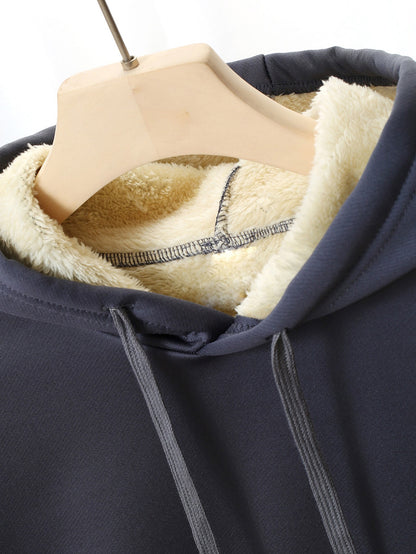 Women'S Plush Fleece-Lined Hooded Sweatshirt with Bear Print & Zipper Closure - Cozy Winter Warmth, / Color Block Design, Soft Fleece Fabric, Casual Pullover for Fall & Winter, Autumn Winter Apparel | Hooded Sweatshirt | Zipp