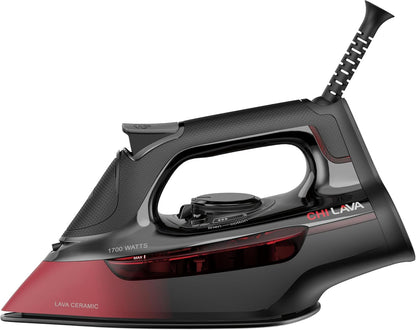 CHI Steam Iron for Clothes with 300+ Holes for Powerful Steaming, Temperature Guide Dial, 1700 Watts, XL 10’ Cord, 3-Way Auto Shutoff, Titanium Infused Ceramic Soleplate, Silver (13101)