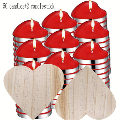 12/50/150/300pcs Heart-Shaped Candles - Red & Golden Glow, Long-Lasting Burn Time, Perfect for Valentine'S Day, Wedding, Birthday, Christmas, Halloween, Thanksgiving Decorations - Bulk Candle Set, Candles For Wedding, Holiday