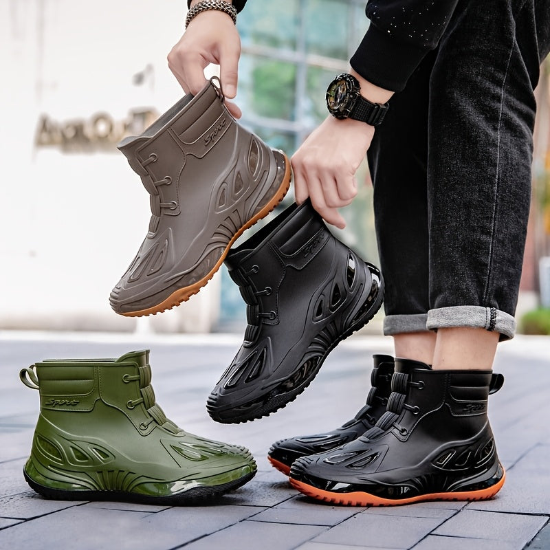 Unisex Short Rubber Rain Boots - Lightweight All-Season Wear
