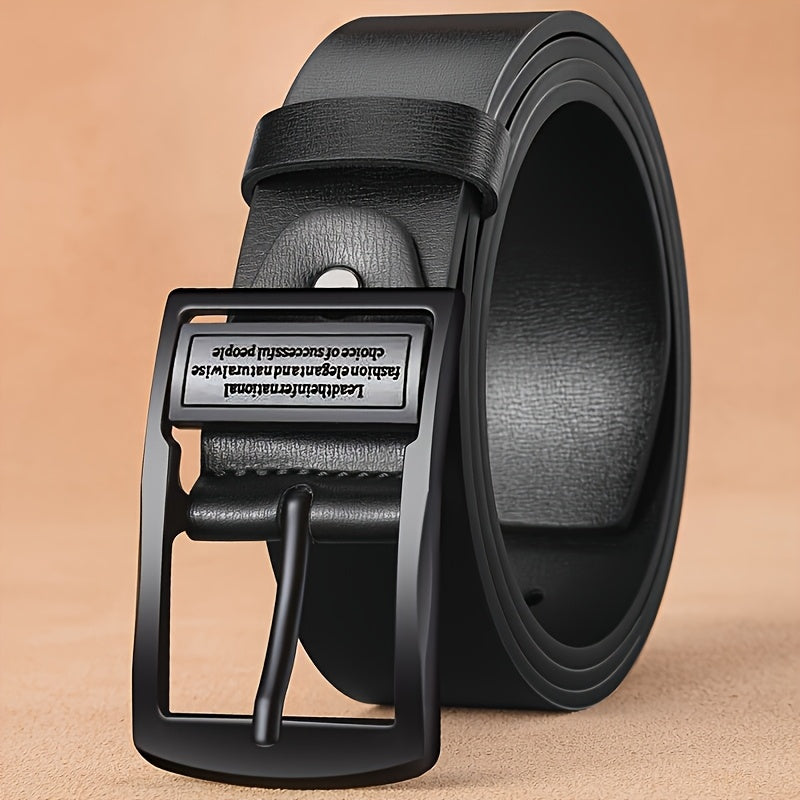 A Men'S Belt Featuring a Black Alloy Buckle - Adjustable with a Vintage Double-Sided Design, Suitable for Both Business And Casual Wear, And Made to Last As a Classic Style - ayq