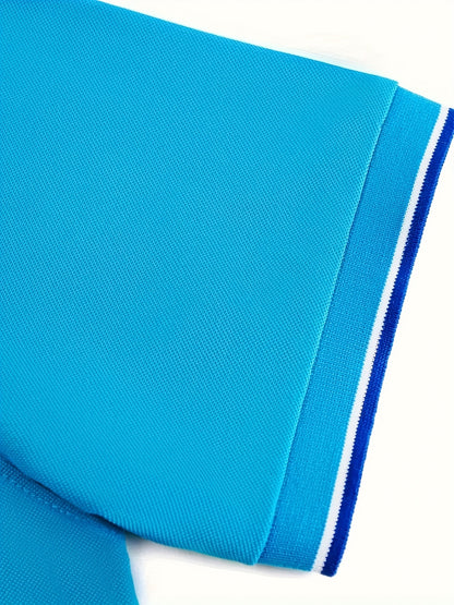 Men'S Comfortable POLO Shirt | Classic Button-Up Lapel Collar, Casual Style, Short Sleeve, Solid Color - ayq