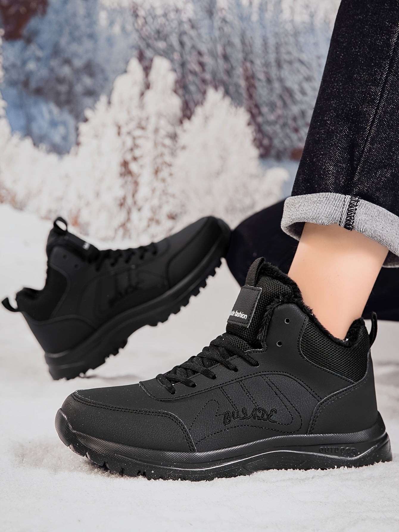 Տղամարդկանց ձմեռային բարձրակրունկ կոշիկներ - վերևի մասը, փափուկ ծածկույթ և փափուկ ներբան, չսահող MD ներբան, շագանակագույն/սև արշավային կոշիկներ ձյան, սառույցի և ցուրտ եղանակի համար - թեթև և դիմացկուն ամենօրյա ձմեռային կոշիկներ արշավների համար