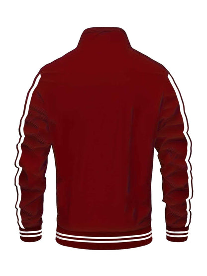Men's Polyester Bomber Jacket with Sporty Zipper Design