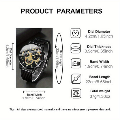 Գործնական, առօրյա տղամարդու քվարցային ժամացույցի և ապարանջանի հավաքածու - մինիմալիստական ​​աքսեսուար, կատարյալ նվեր նրա համար