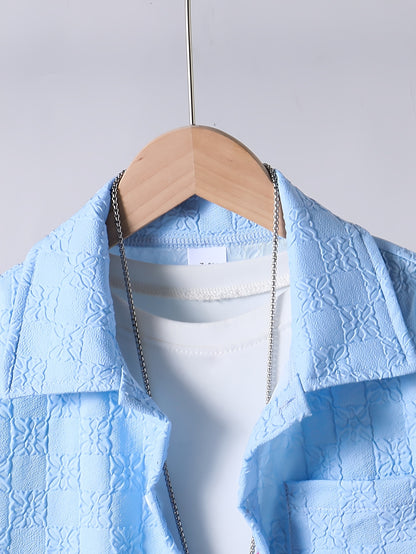 Boys Casual Short-Sleeve Shirt and Shorts Set for Summer