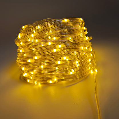 USB-Powered LED Fairy Tale String Lights - Outdoor/Indoor Dimmable Fairy Lights with Remote Control, Yellow Glow Effect, for Halloween, Christmas, Weddings, Parties - Durable Plastic Wire Garland Decorations