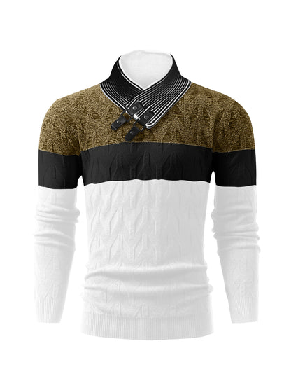 Men'S Fashion Knit Pullover with a Collar for Warmth