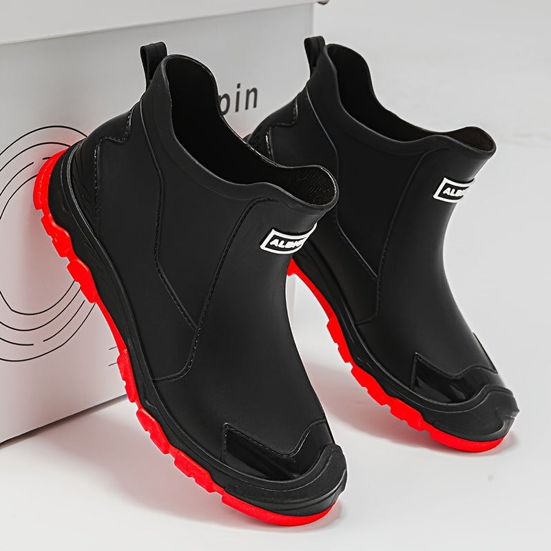 Men's Outdoor Waterproof PU Rain Boots with Rubber Sole