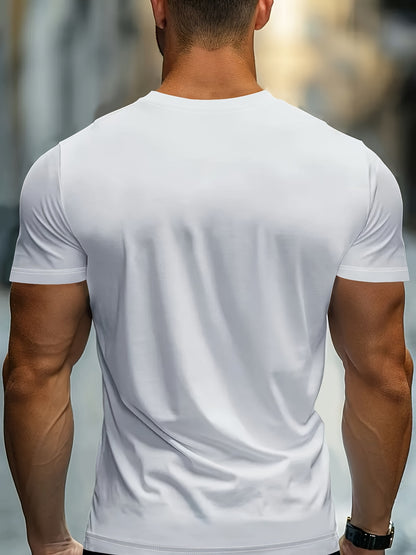 Men'S Bold Black Graphic T-Shirt - Lightweight Everyday Casual Tee for Sports  Formal Events - Breathable Round Neck Shirt - Easy-Care Everyday Essential Top, Sports Friendly Apparel, Modern Casualwear, Comfortable Fit, Stre