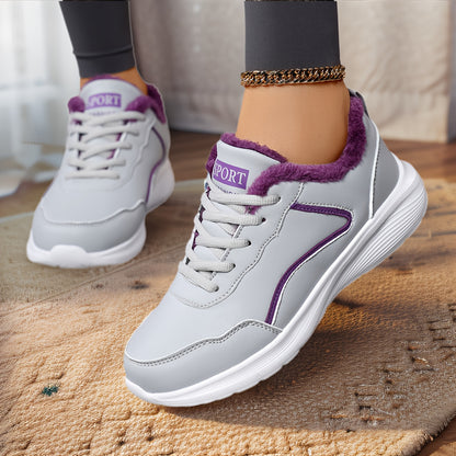 Կանացի ձմեռային ձնագնացքներ - Հաստ պլատֆորմային ներբան՝ լավ բռնման համար, թեթև ցրտադիմացկուն կոշիկներ՝ կապիչով, սահքից պաշտպանող EVA արտաքին ներբան - ամբողջովին սինթետիկ, արհեստական կաշվի նման վերին մաս - տաք, մեկուսացված՝ վազքի, արշավի և այլնի համար