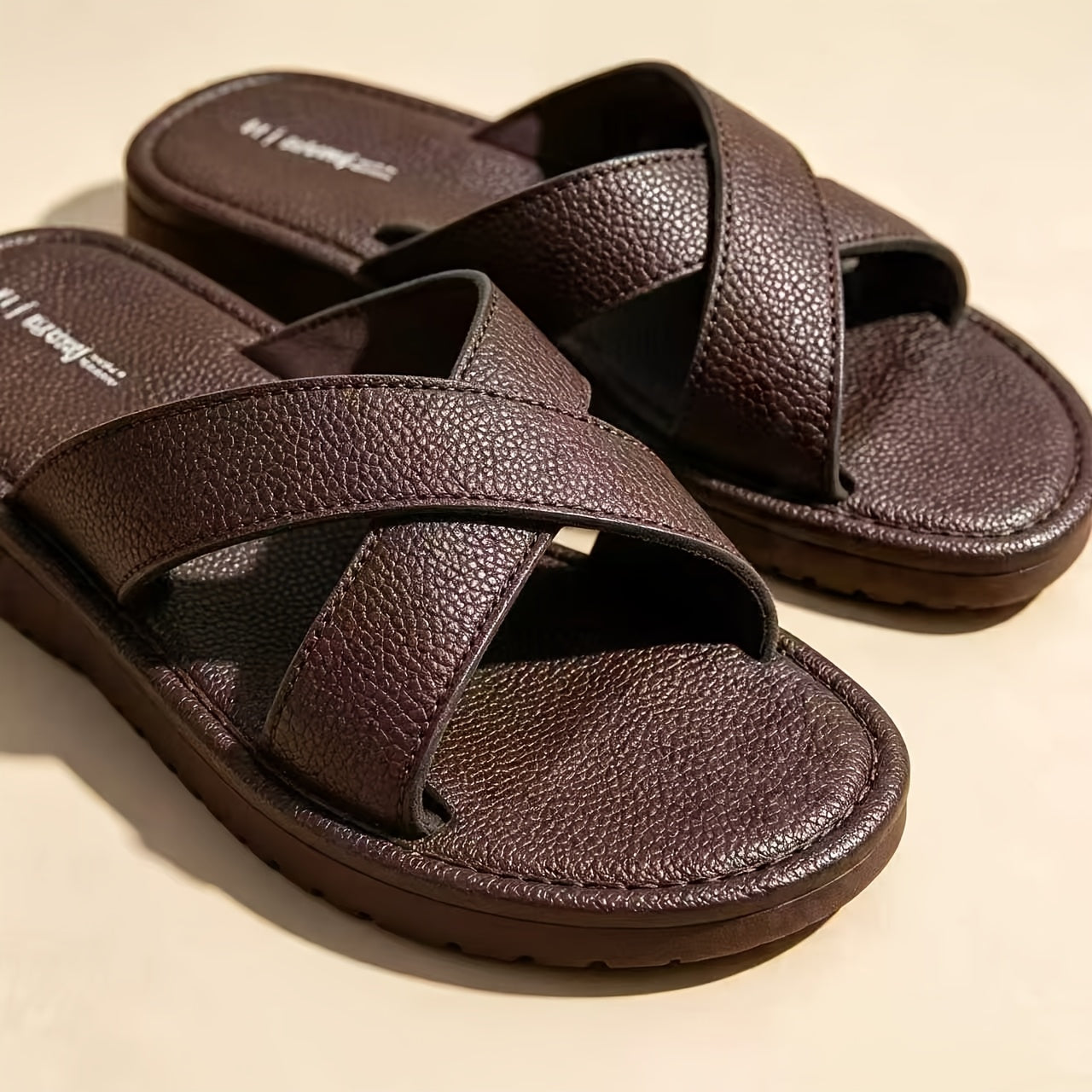 Men's Thin-Sole Cross Strap Slippers - Breathable Summer Slides