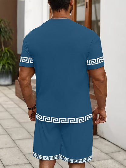 Men's Casual Sportswear Set - Breathable T-Shirt & Shorts