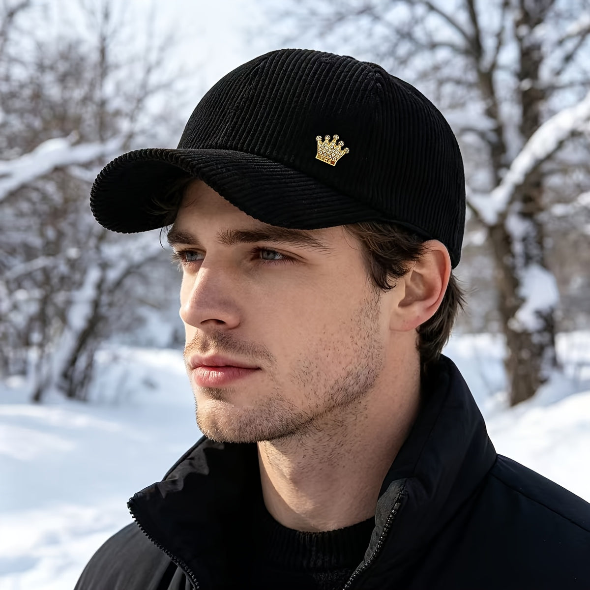 Unisex Retro Corduroy Baseball Cap with Adjustable Snapback