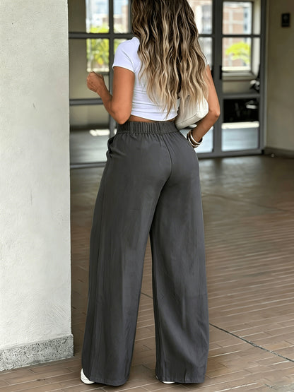 Women's High-Waist Wide-Leg Flowing Casual Trousers