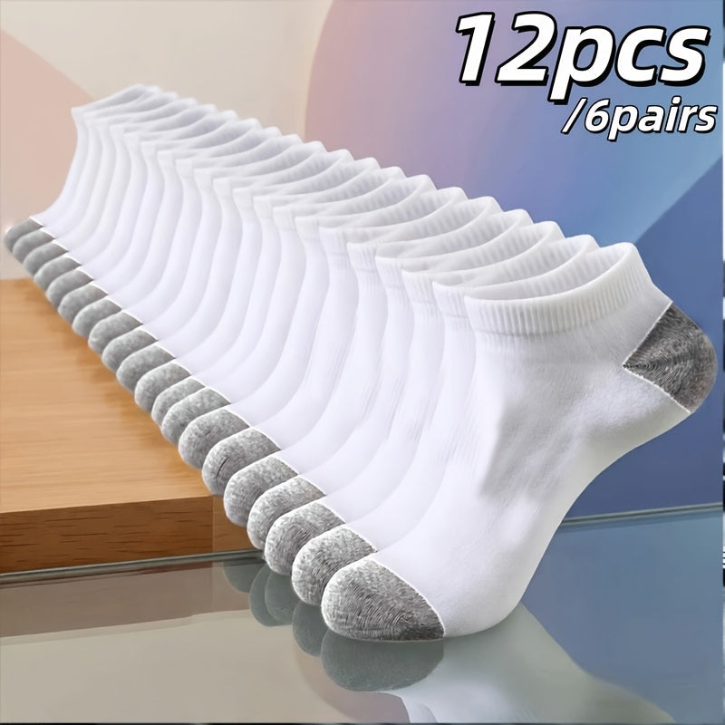 Men's Thickened Moisture-Wicking Sports Socks, Mid-Calf, 12-Pack